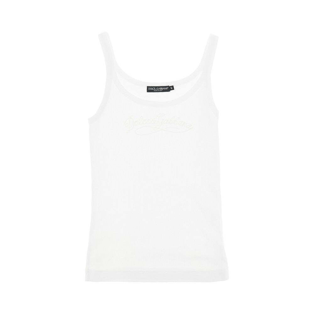 Dolce&Gabbana Ribbed Tank Top With Logo Embroidery